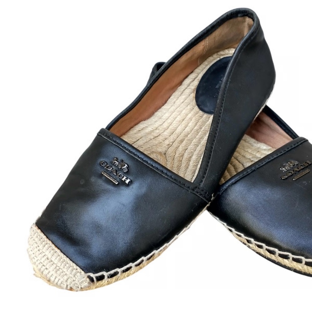 Coach Black Leather Espadrilles